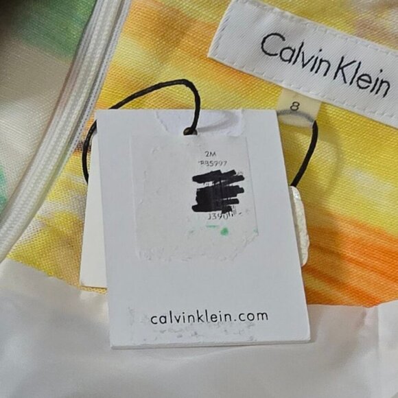 Calvin Klein NWT Sleeveless Abstract Linen Blend Sheath Dress Sz 8 - Picture 11 of 13